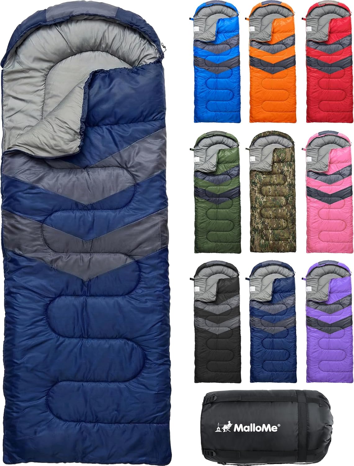 MalloMe Sleeping Bags for Adults Cold Weather & Warm - Backpacking Camping Sleeping Bag for Kids 10-12, Girls, Boys - Lightweight Compact Camping Essentials Gear Accessories Hiking Sleep Must Haves