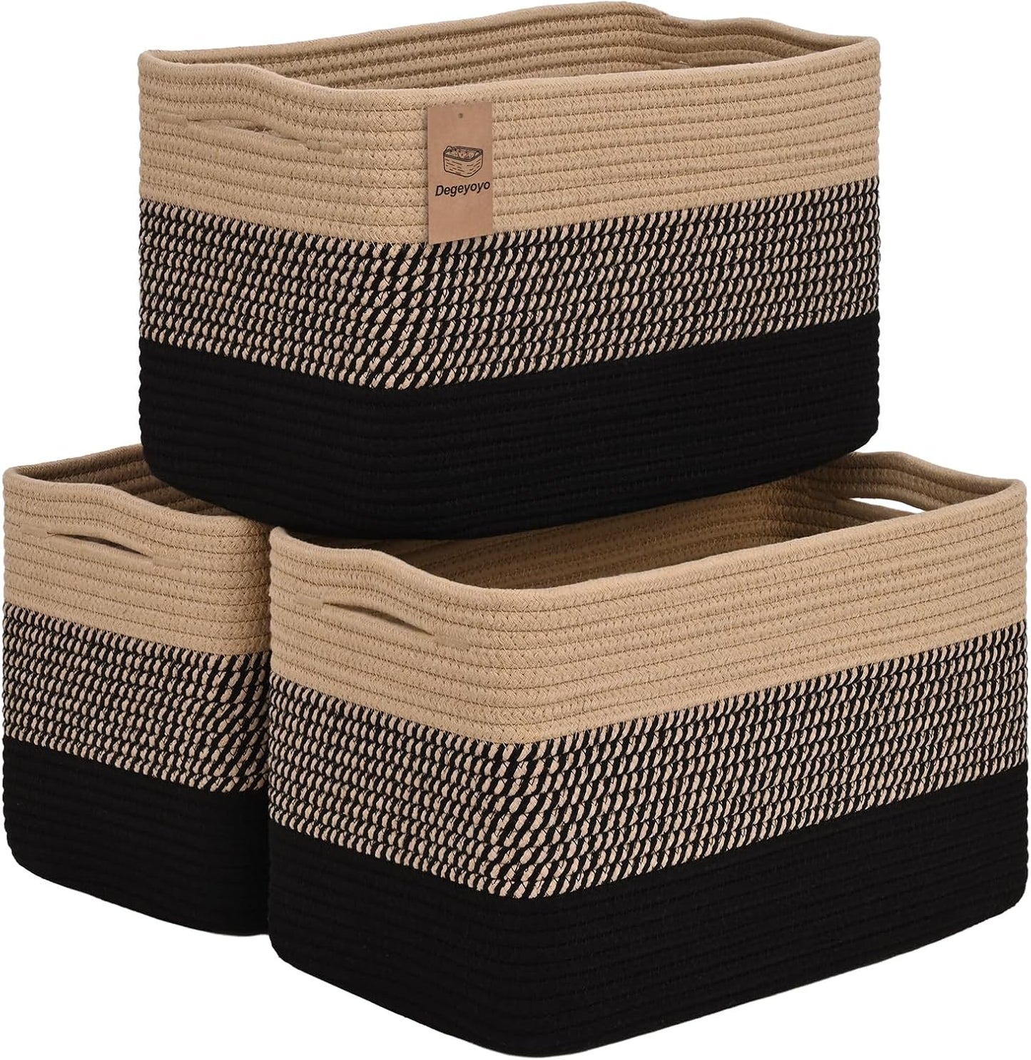 Baskets for Organizing, Storage Baskets, 3 Pack Baskets for Shelfves, 15"×10"×9" Woven Basket, toy storage bins, bins for organization