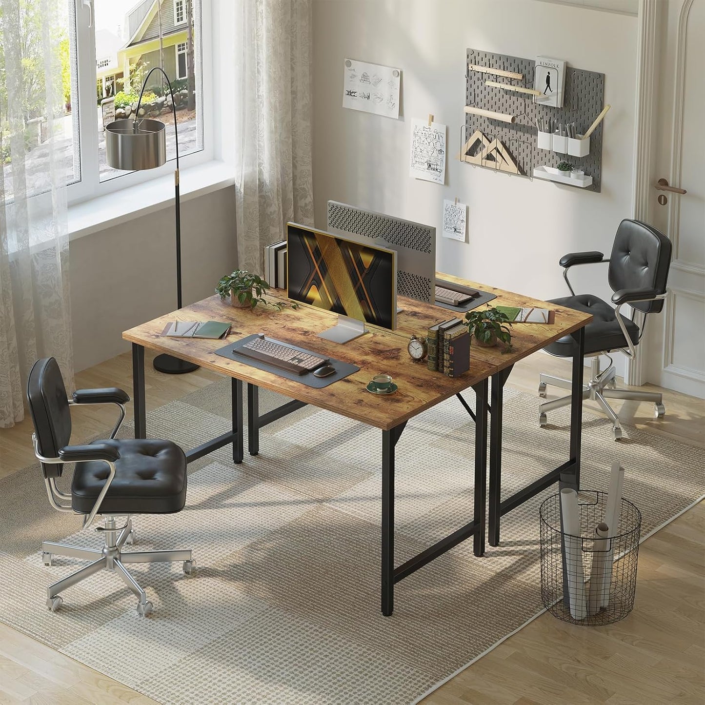 Grandder 32 inch Computer Desk, Small Home Office Desk Study Writing Kid Table for Small Spaces, Simple PC Work Desk, Adjustable Feet, Rustic Brown