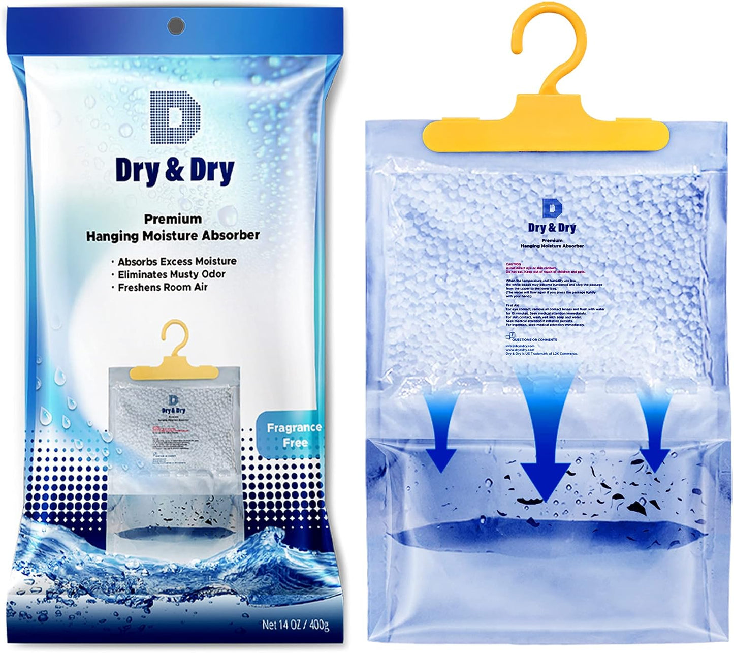 Dry & Dry 5 Pack[14 OZ] Premium Moisture Absorbers for Home, Basement & Bedroom - Small Dehumidifiers