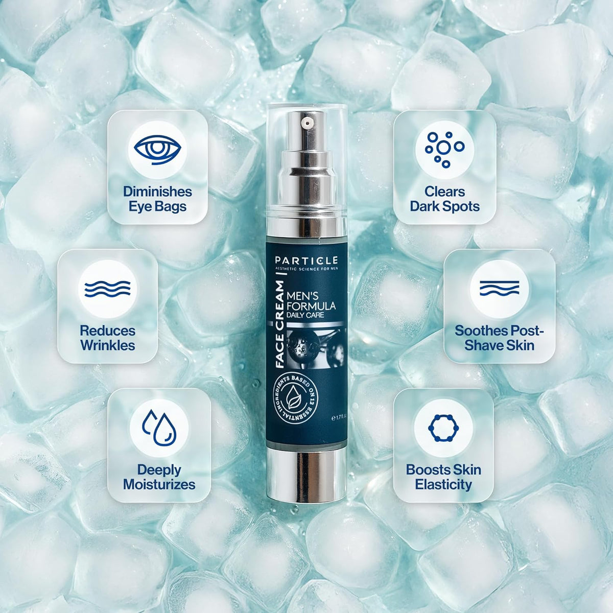 Particle 6-in-1 Face Cream for Men, Men’s Daily Hydrating Moisturizer with Vitamin C, Jojoba Oil, Vitamin E & Hyaluronic Acid, Skin Care Routine, Healthy Skin Support, Pack of 1, 1.7 FL OZ