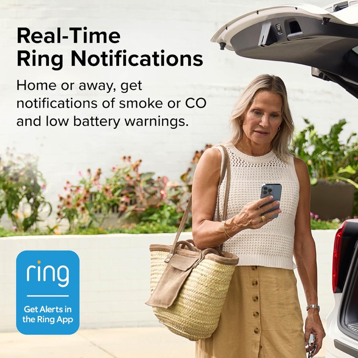 Kidde Smart Smoke and Carbon Monoxide Detector, Ring App Enabled for Real-Time Notifications, Wire-Free Interconnectivity, AA Battery Powered