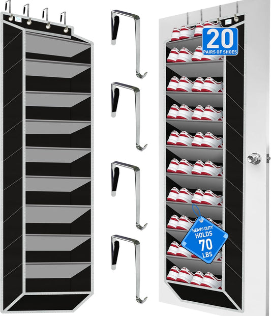 10 Tiers Shoe Organizer for Closet, 20 to 30 Pairs Shoe Rack Door