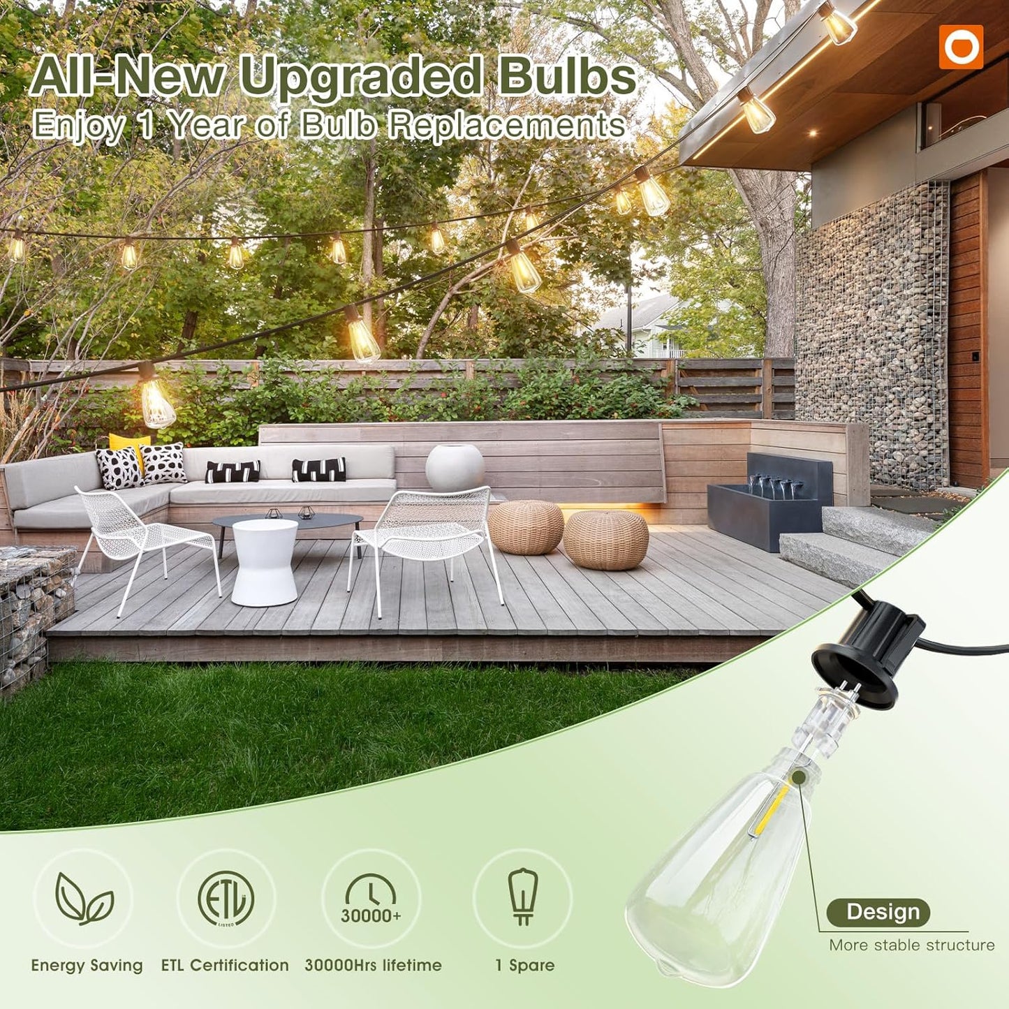 addlon 52(48+4) FT Solar String Lights Waterproof,Patio Lights Solar Powered with Remote & USB Port 16+1 LED Shatterproof Bulbs 3 Light Modes, Dimmable Solar Light for Camping Backyard Garden
