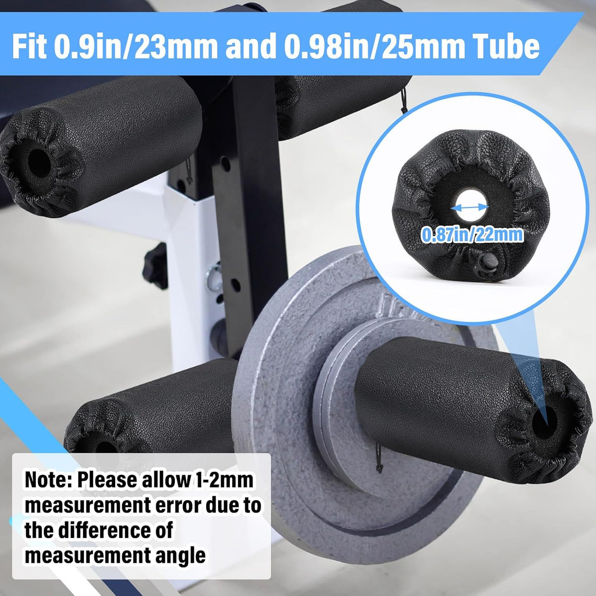 Hollowfly 4 Pcs Foam Roller Pads for Weight Bench, 7 x 3.5 x 0.8 Inches
