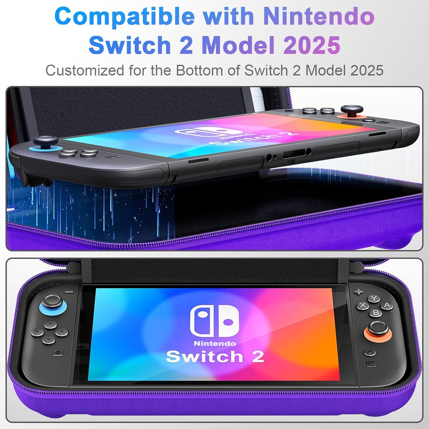 daydayup Switch Carrying Case Compatible with Nintendo Switch 2, with 24 Games Cartridges Protective Hard Shell Travel Carrying Pouch DS Case Purple