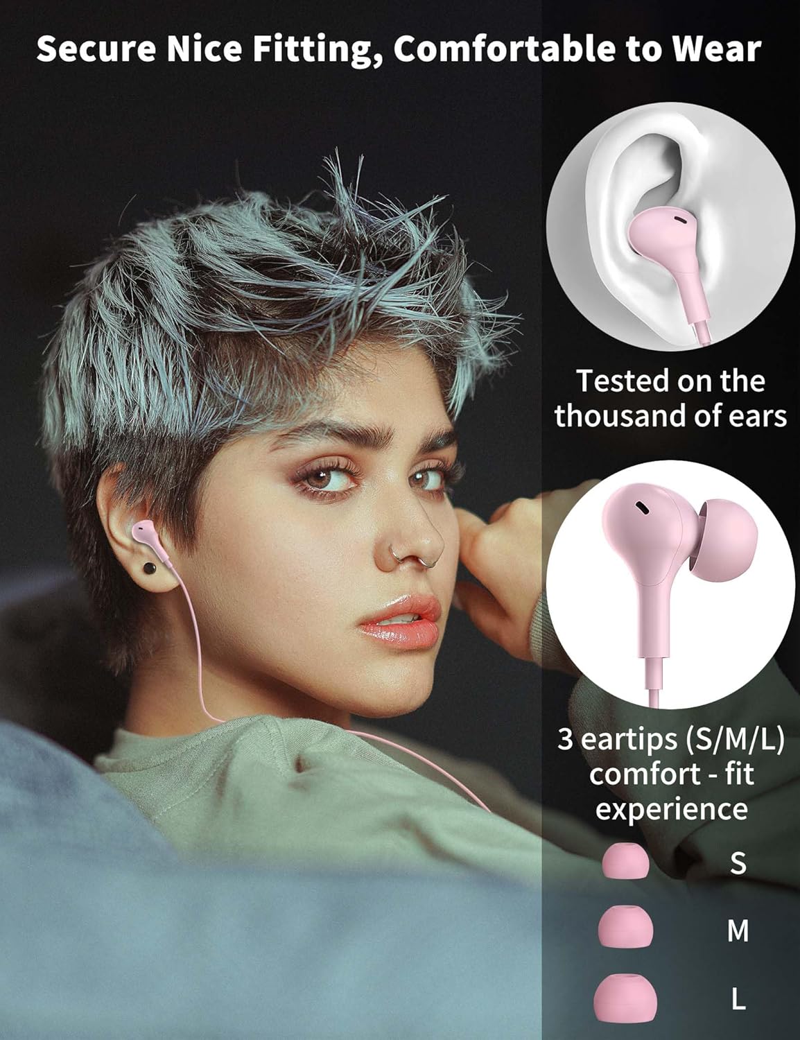 USB C Headphone for Samsung S26 S25 FE S24 A16 A17 Wired Earbuds Magnetic in-Ear Type C Earphone with Microphone Volume Control Bass Stereo Noise Canceling for iPhone 17 Pro Max 16 16e 15 Pixel 10a 9a