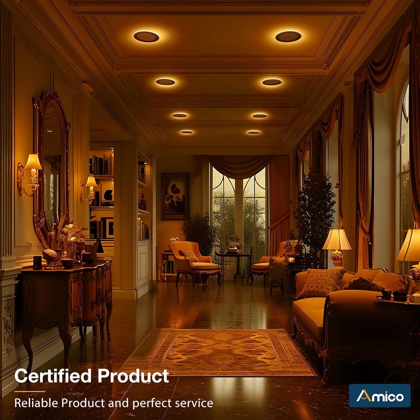 Amico 12 Pack Black 6 Inch 5CCT LED Recessed Ceiling Light with Night Light, 2700K/3000K/3500K/4000K/5000K Selectable Ultra-Thin Lighting, 12W=110W, 1100LM, Dimmable Canless Wafer Downlight - ETL&FCC