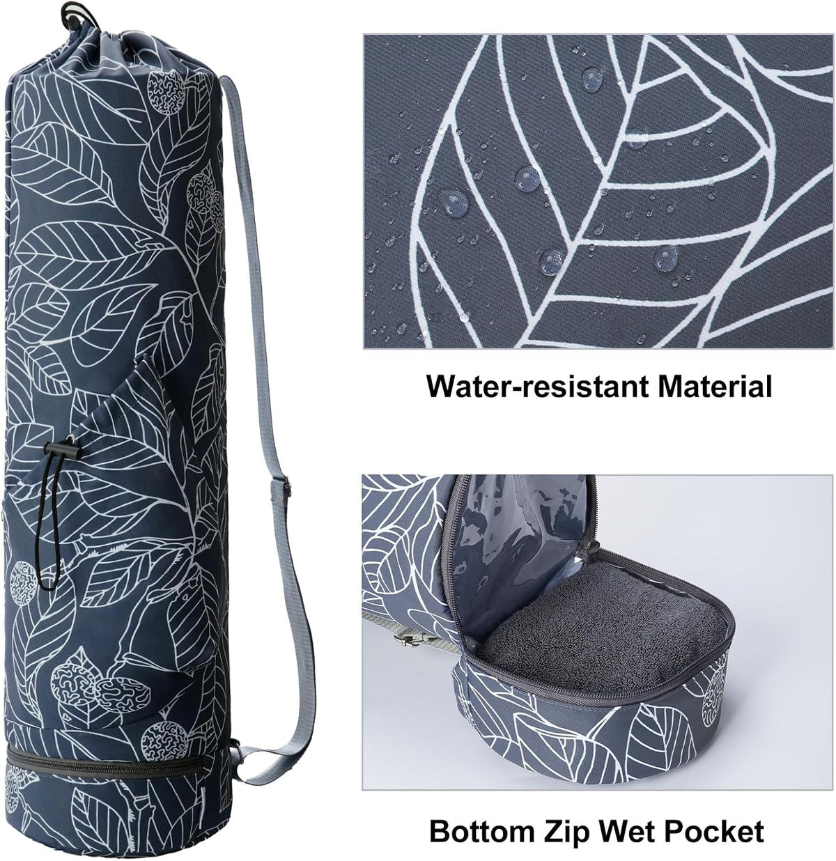sportsnew Yoga Mat Bag with Water Bottle Pocket & Wet Pocket for Women
