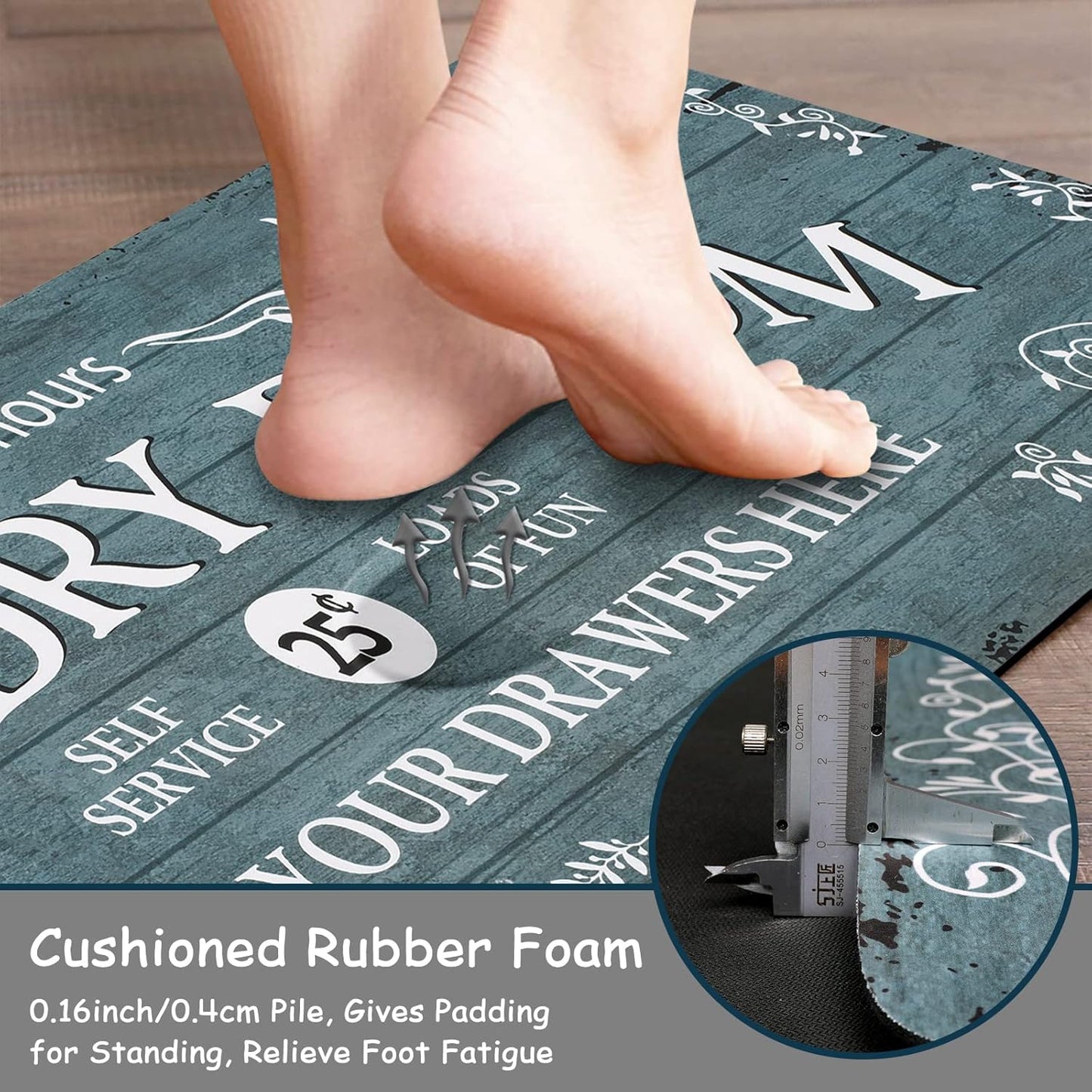 Lahome Remi Farmhouse Laundry Room Rug Runner 20"x59" Laundry Rugs and Mats for Laundry Room Non Slip Washable Floor Carpet Runner Rug for Washroom Mudroom Kitchen Bathroom Hallway Decor, Cyan