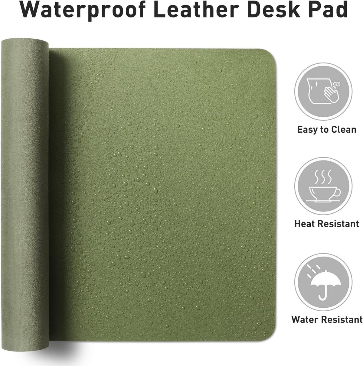 Aothia Leather Desk Pad Protector, Mouse Pad, Office Desk Mat, Non-Slip PU Leather Desk Blotter, Laptop Desk Pad, Waterproof Desk Writing Pad for Office and Home (48"x17", Olive Green)