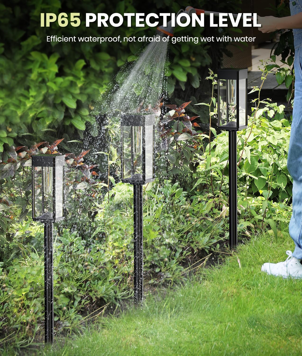 NEWMESSI 8 Pack Bright Solar Pathway Lights, IP65 Waterproof Outdoor Garden Path Lights, Solar Powered for Yard, Lawn, Walkway, Driveway Landscape Lighting (Cool White)