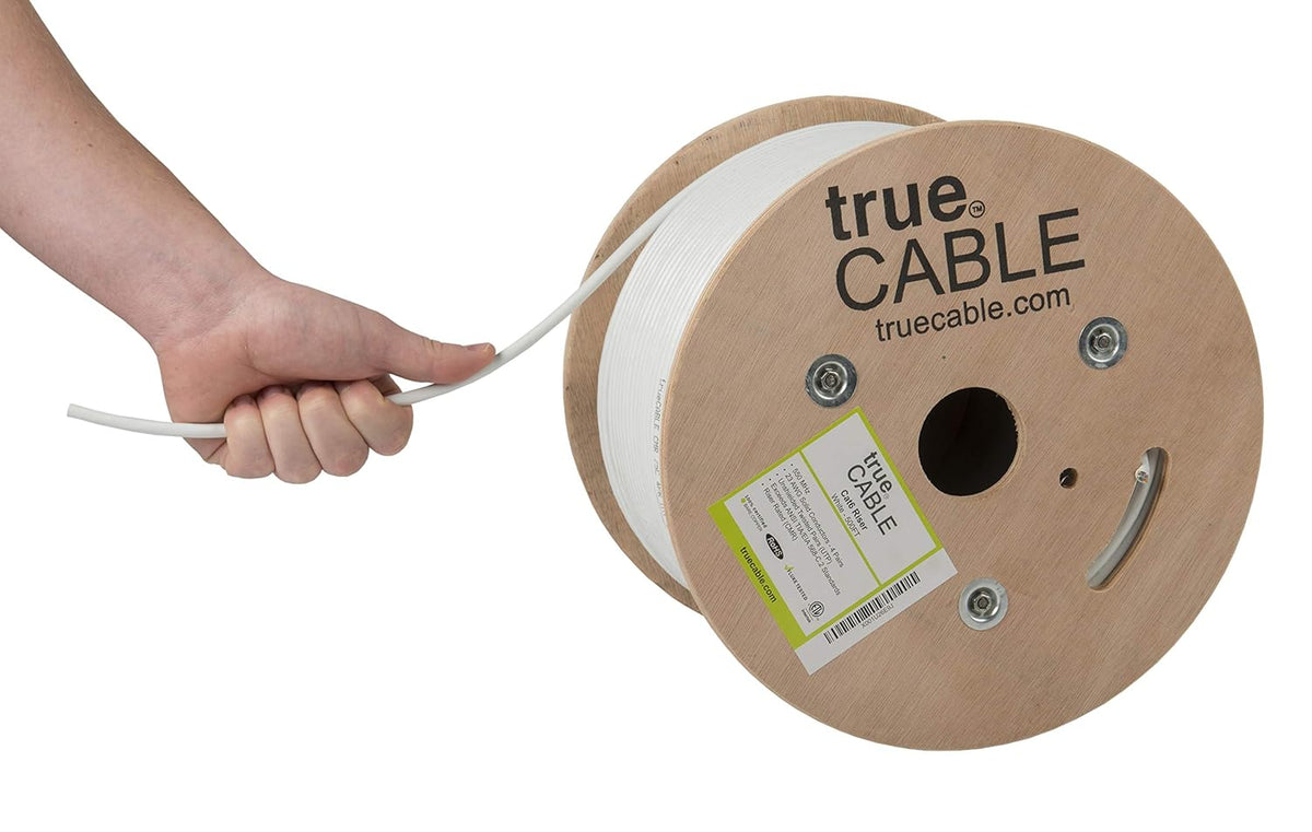 trueCABLE Cat6 Riser (CMR), 1000ft, Orange, 23AWG 4 Pair Solid Bare Copper, 550MHz, PoE++ (4PPoE), ETL Listed, Unshielded Twisted Pair (UTP), Bulk Ethernet Cable
