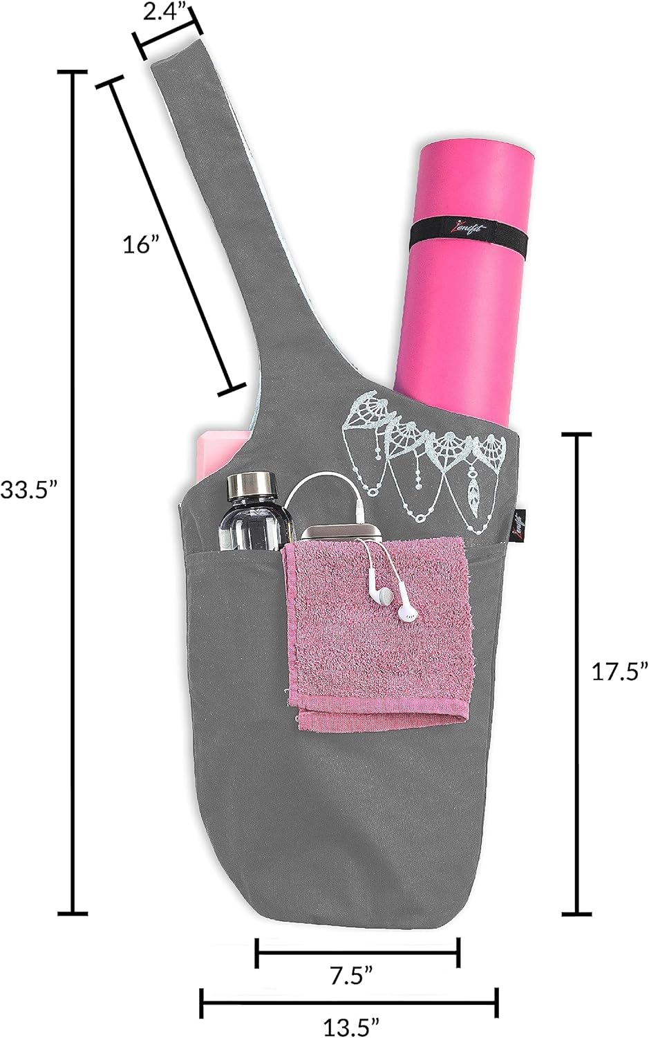 Yoga Mat Bag & Carrier with Pockets for Women