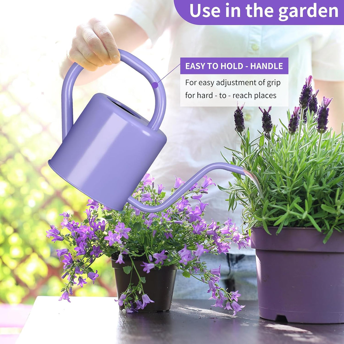 Watering Can, Stainless Steel Watering Can for Indoor & Outdoor Plants, 1L/35oz Long Spout Water Can with Handle, Rust-Proof Plant Watering Pot for House Plants, Garden Flowers