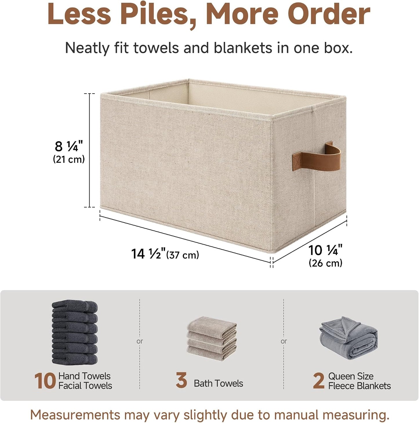 StorageWorks Closet Storage Bins, Brown & Beige, Large, 3-Pack | Shelf Baskets for Organization, Linen Closet Organizers and Storage Basket, Foldable Closet Organizer Bins for Clothes