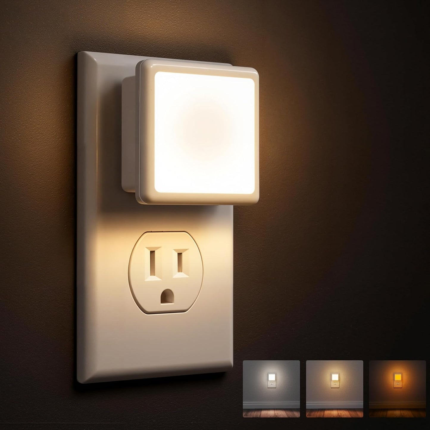 L LOHAS LED Blue Night Lights Plug into Wall 2-Pack, 0.3W Plug in Night Light, Dusk to Dawn, Bright Nightlight Auto-On/Off, for Adults Kids Room Bedroom Bathroom Hallway Kitchen, Non-Dim