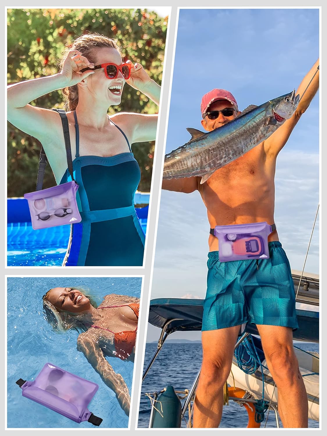 HEETA Waterproof Fanny Pack, Waterproof Pouch Dry Bag 2-Pack for Phone Passport Purse, Adjustable Waist Strap for Swimming Kayaking Boating Paddle Board Accessories Cruise Beach Camping Essentials