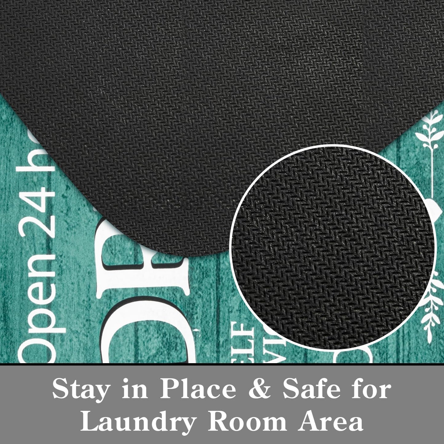 Lahome Remi Farmhouse Laundry Room Rug Runner 20"x59" Laundry Rugs and Mats for Laundry Room Non Skid Washable Floor Carpet Runner Rug for Washroom Mudroom Kitchen Bathroom Hallway Decor, Teal