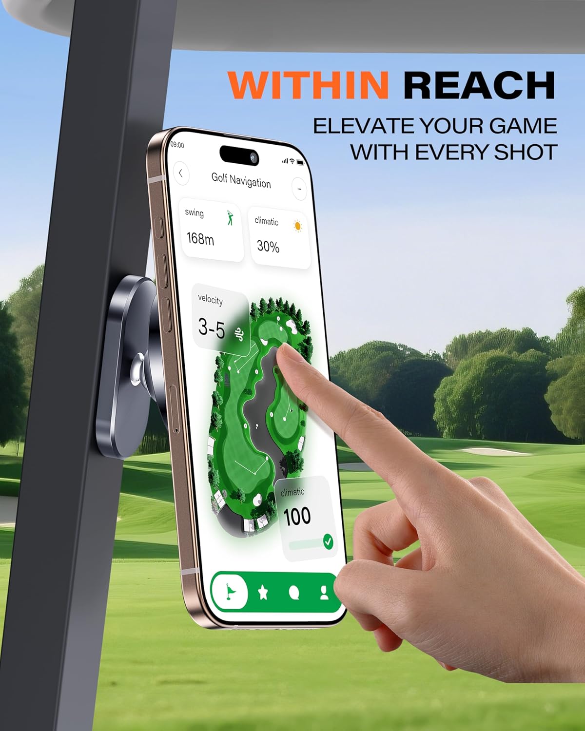 A2C Alloy Magnetic Golf Cart Phone Holder for MagSafe iPhone, Unique Fathers Day Golf Gifts for Men Dad Him Husband Ladies Her Golfers, Golf Accessories Essentials Gadgets Fits EZGO, Club Car, Yamaha