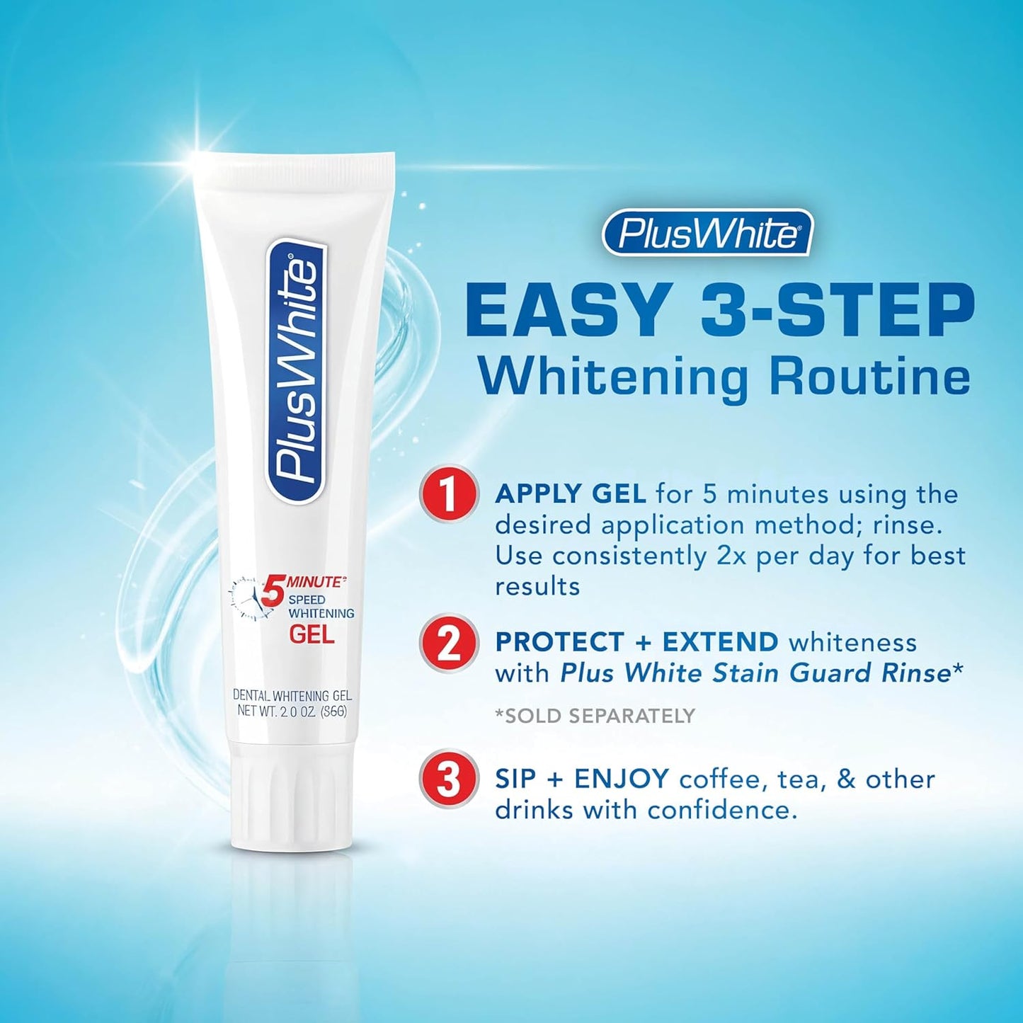 Plus White Speed Whitening Gel - Works in 5 Minutes - Professional Teeth Whitening w/Dentist Approved Ingredient (2 oz)