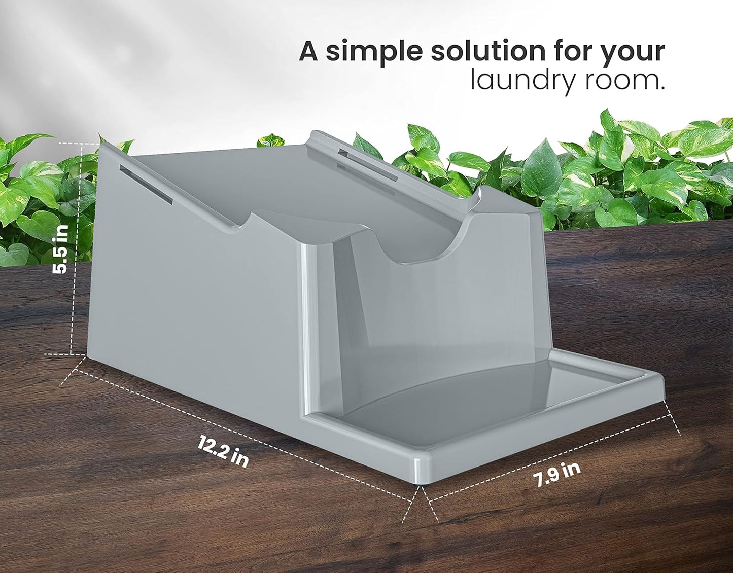 TidyFriend Liquid Laundry Detergent Holder Stand with Drip Tray & Rubber Grip Feet, Stand for Laundry Room Organization and Storage, Fabric Softener Dispenser with Cup Holder for Easy Pouring (Grey)