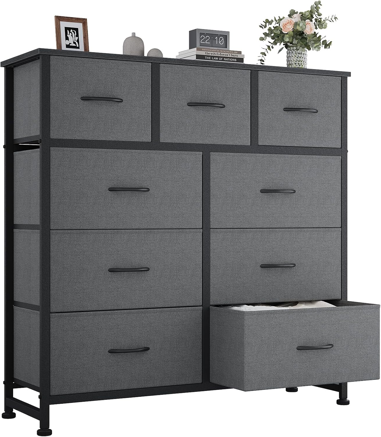 OLIXIS 9 Drawers Storage Organizers Units, Closet Organizers and Storage for Clothes, Fabric Storage Drawer for Living Room, Chest of Dresser in 39.4" D x 11.8" W x 39.9" H, Grey