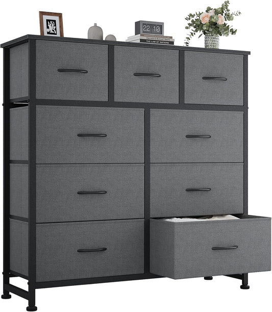 OLIXIS 9 Drawers Storage Organizers Units, Closet Organizers and Storage for Clothes, Fabric Storage Drawer for Living Room, Chest of Dresser in 39.4" D x 11.8" W x 39.9" H, Grey