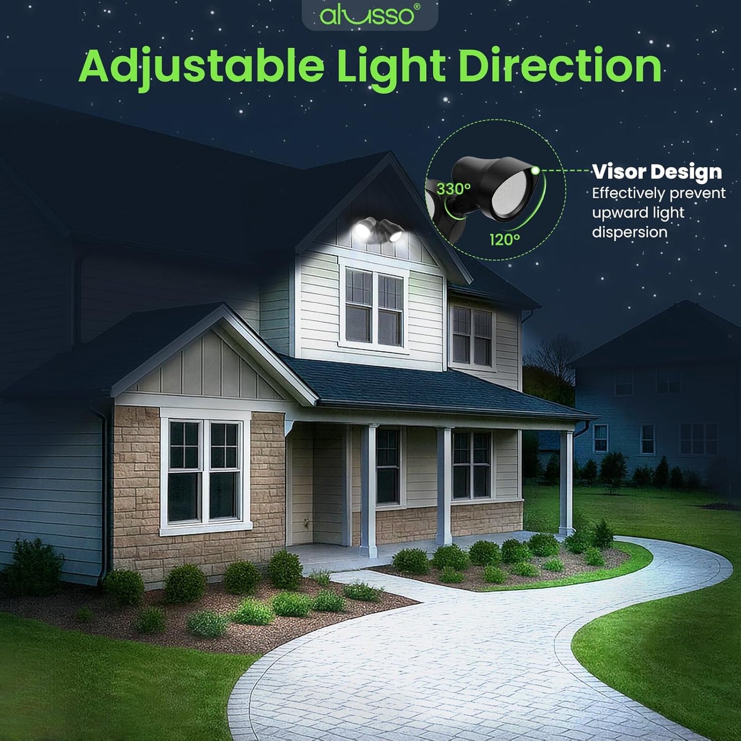ALUSSO Dusk to Dawn Outdoor Lighting, 25W 2000LM Dusk Till Dawn Outdoor Light 120V, 3000K/4000K/6000K 3CCT IP65 Security Lights ETL Listed Dusk to Dawn Hardwired for House Yard Walkway Black 1 Pack
