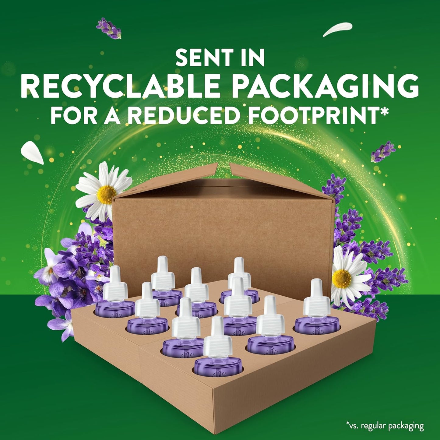 Air Wick Plug-In Scented Oil Refills, 10 Count, Lavender & Chamomile, Air Freshener, Essential Oils, Eco Friendly