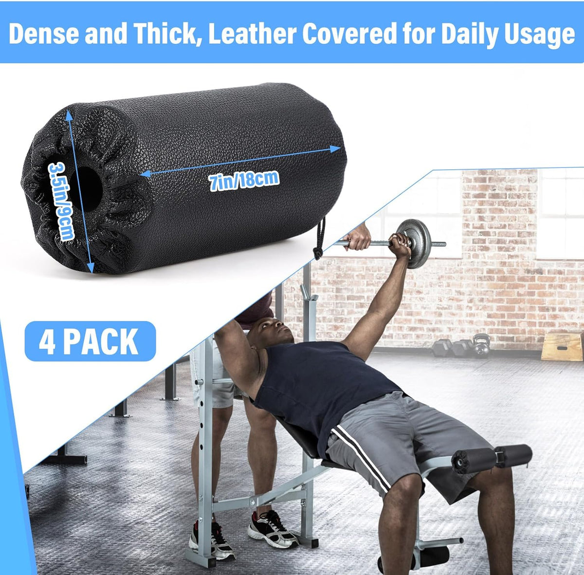Hollowfly 4 Pcs Foam Roller Pads for Weight Bench, 7 x 3.5 x 0.8 Inches