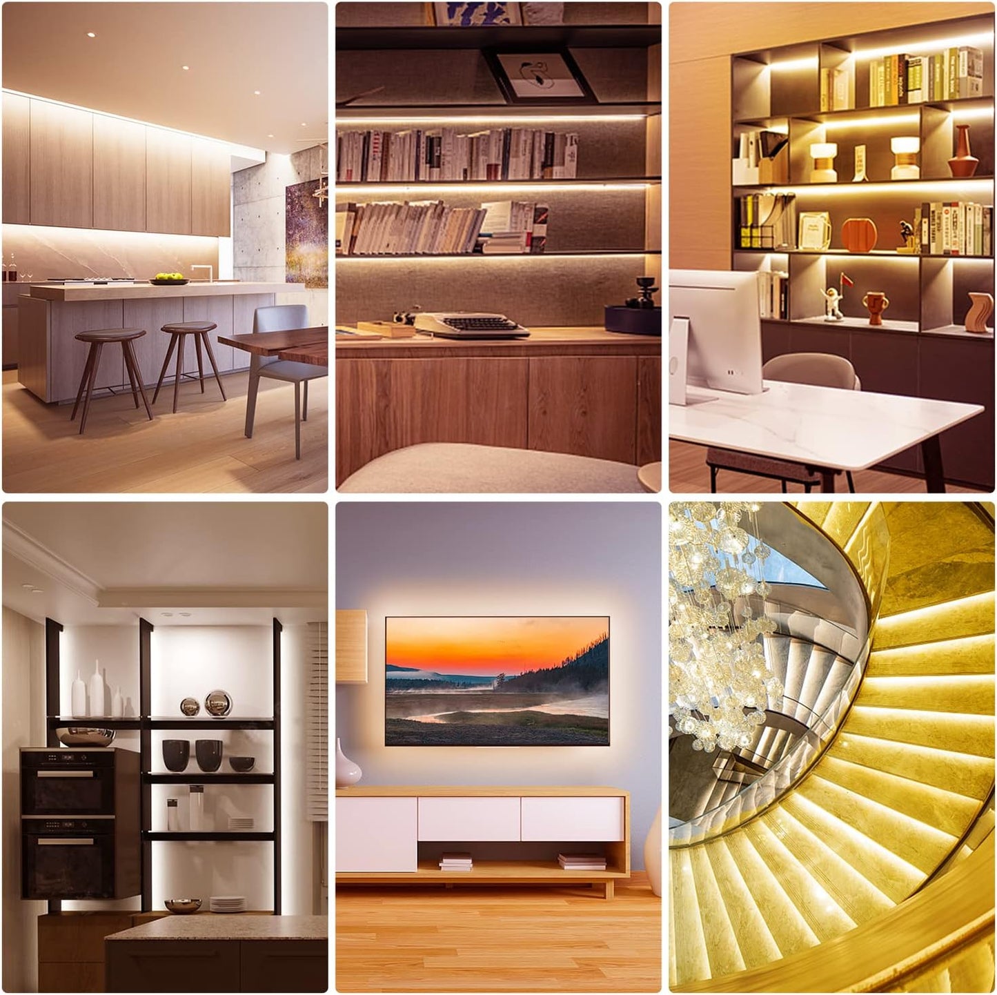 DAYBETTER Under Cabinet Lights, 6 PCS Under Cabinet Lighting with Remote, Dimmable LED Strip Lights for Bedroom, LED Lights for Kitchen Cabinet, Counter Shelf 2700K-6500K Warm to Daylight White, 9.8ft