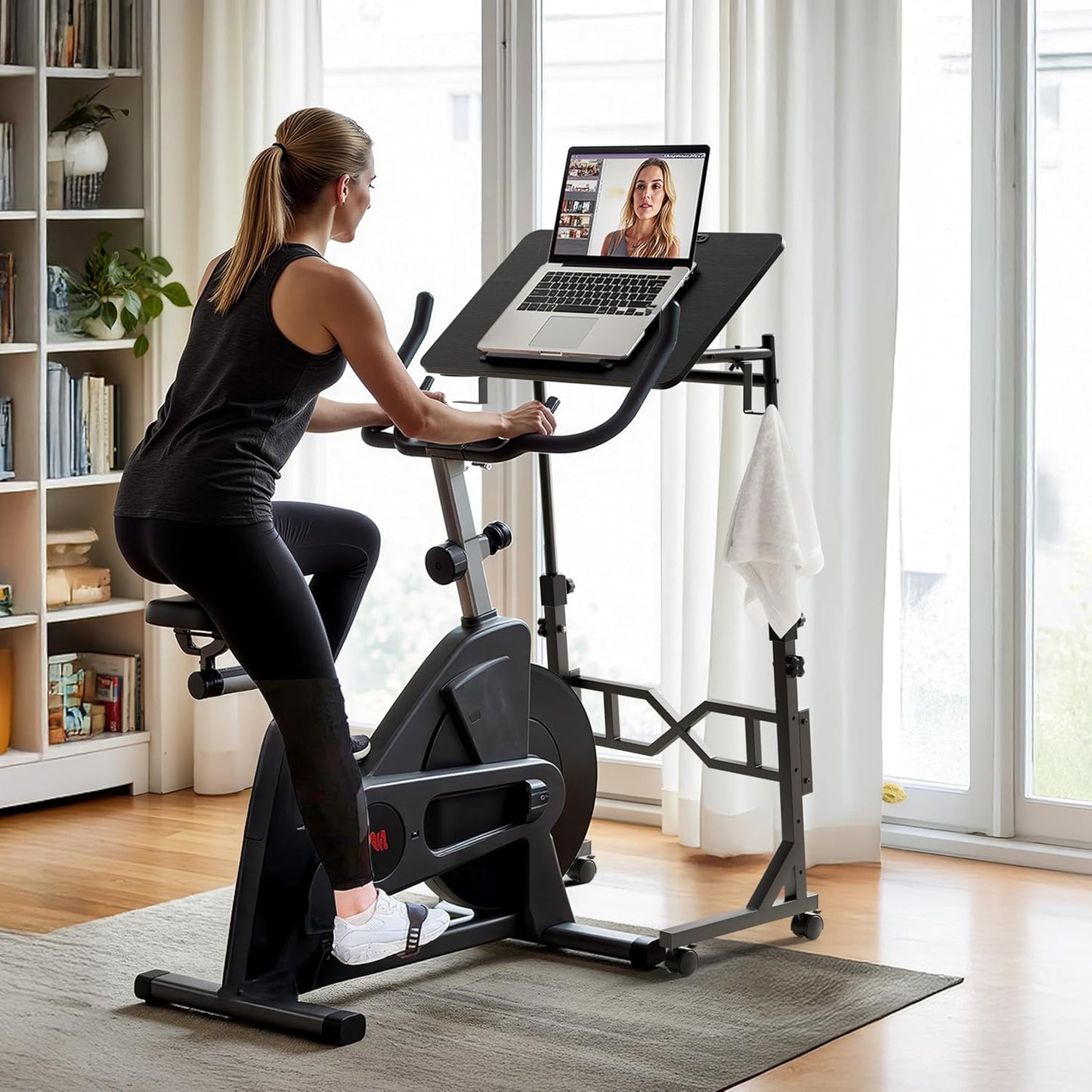Oransail Small Standing Desk with Wheels, 29.5-45.3 Inch Adjustable Height, Portable Treadmill Desk, Rolling Computer Table for Walking Pad with a Cup Holder and a Hook
