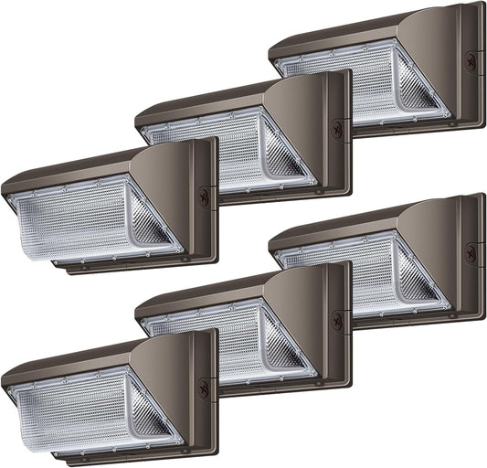 120W LED Wall Pack Light,18000LM 5000K LED Security Flood Lighting 110V-277V Commercial and Building IP65 Waterproof Outdoor Wall Mount Exterior Light for Garage Warehouses Yard 6 Pack