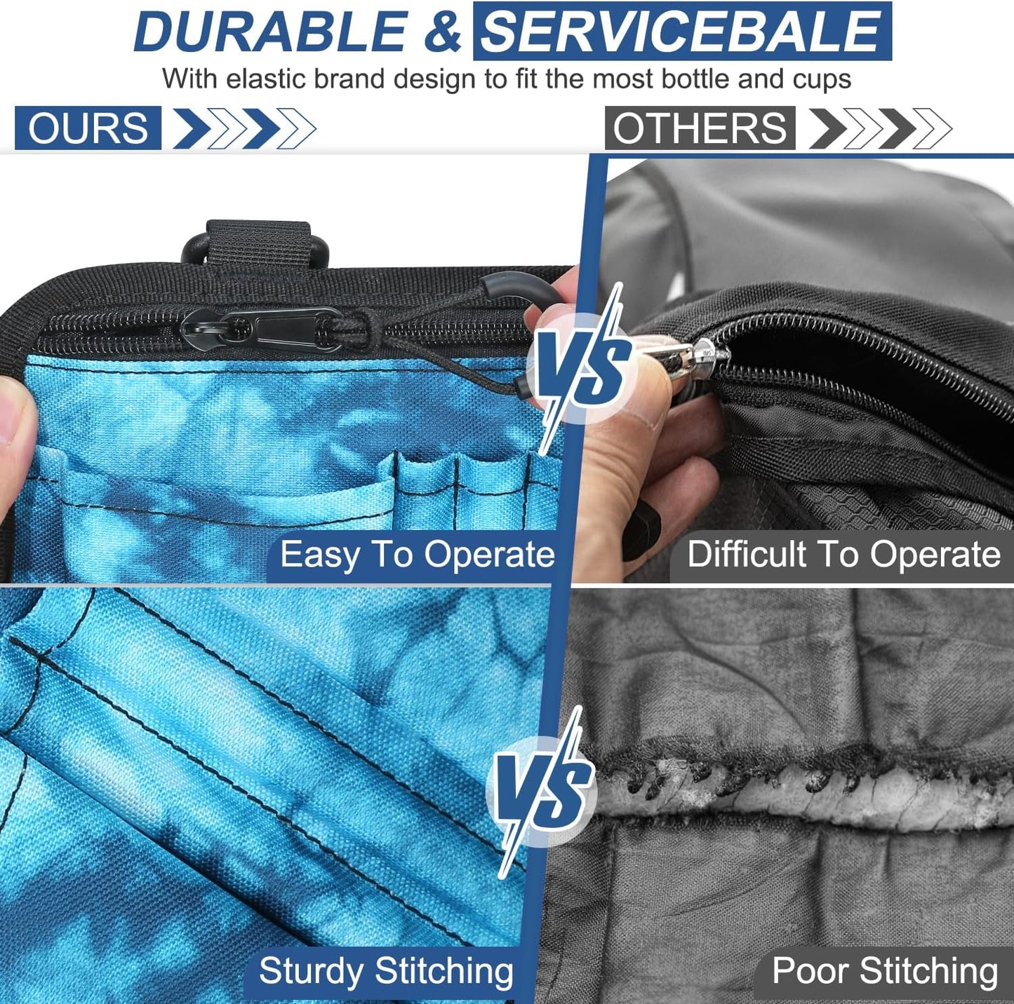ZHCHG Wheelchair Side Bag with Cup Holder, Wheelchair Armrest Pouch Accessories for Walker, Rollator, Electric Scooter Wheelchairs, Ideal Gift for Mother's Day & Father's Day, Blue
