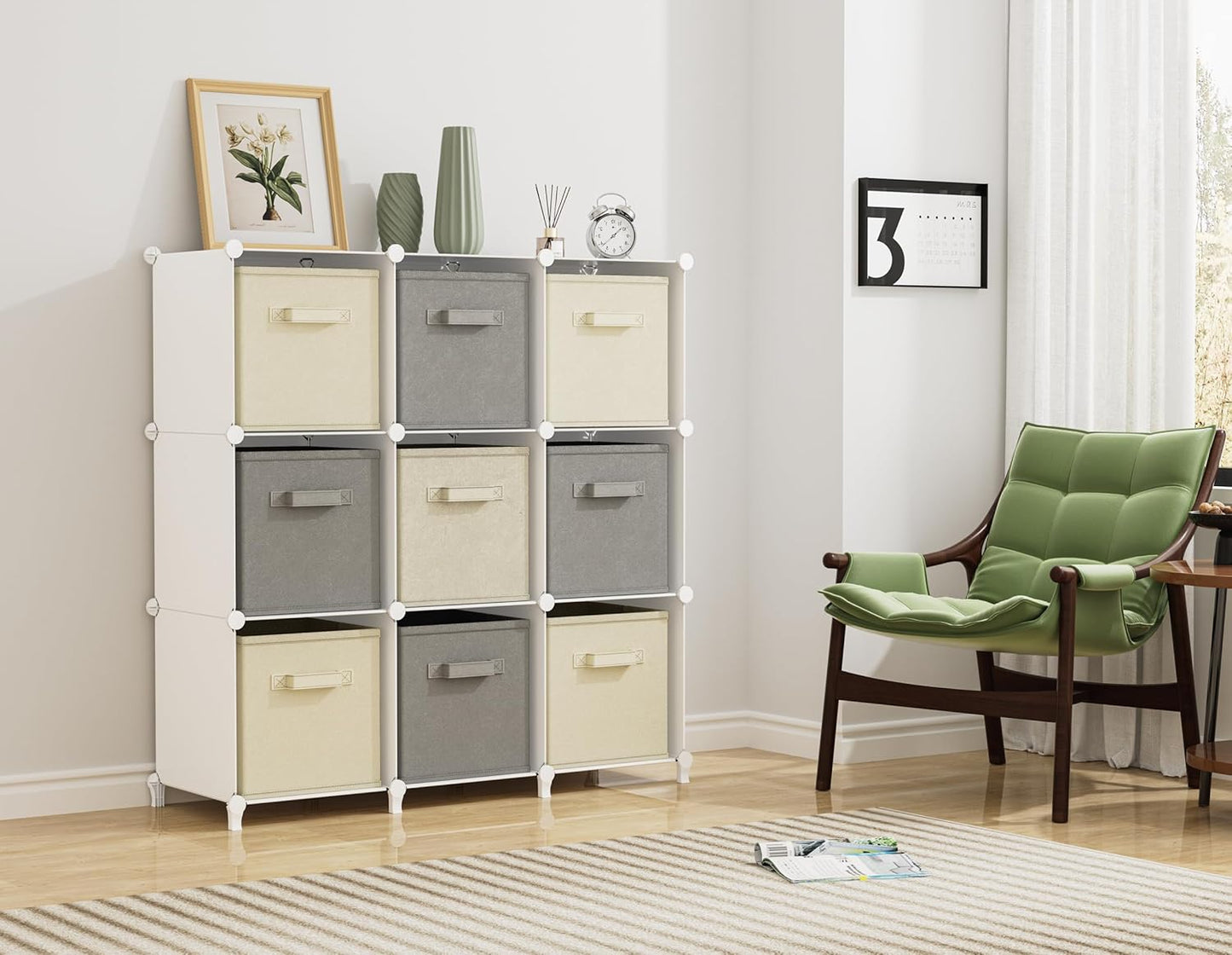HOMIDEC 9 Cube Storage Organizer, Cubes Shelves for Living Room, Bedroom, White