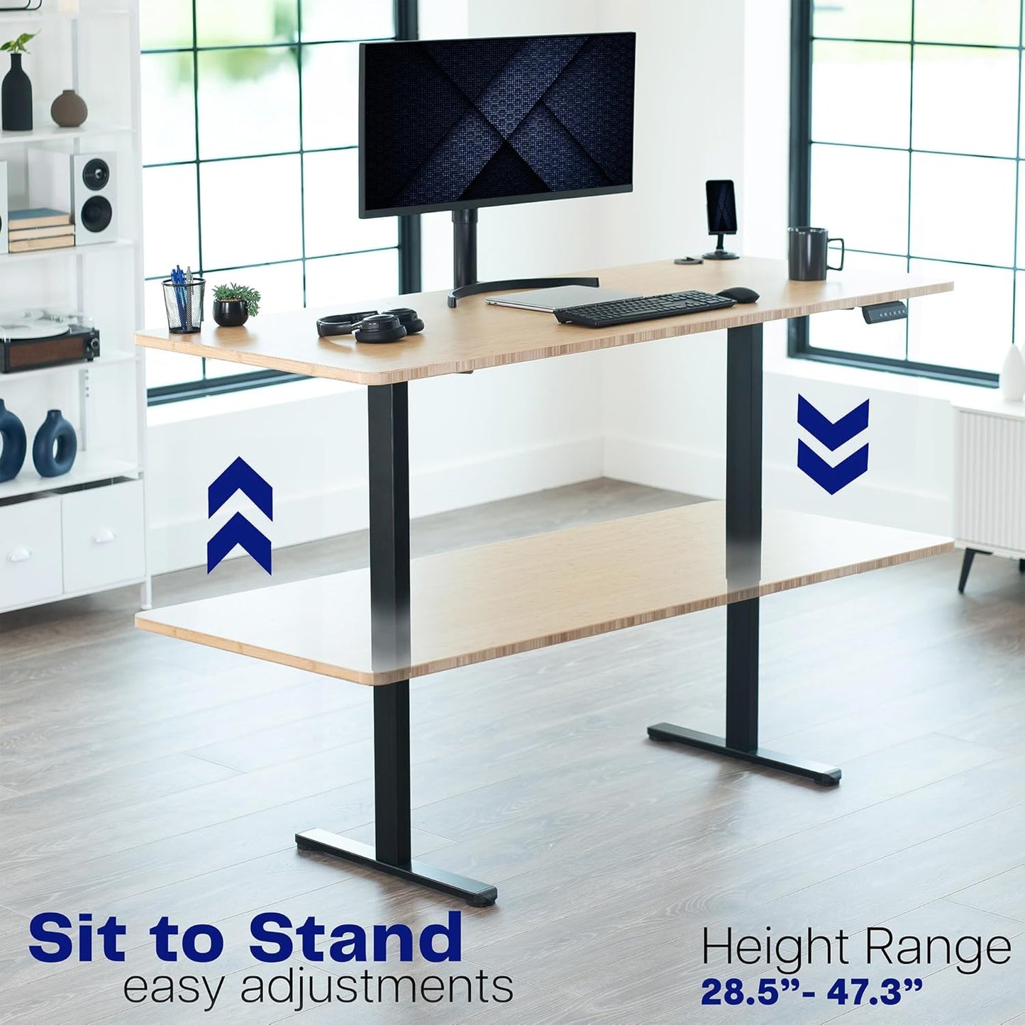 VIVO Heavy Duty Dual Motor Electric Sit Stand Desk Frame, 220 lbs Capacity up to 77" x 43" Tops, Memory Controller Height Adjustable Frame Only, Black, DESK-E-200B