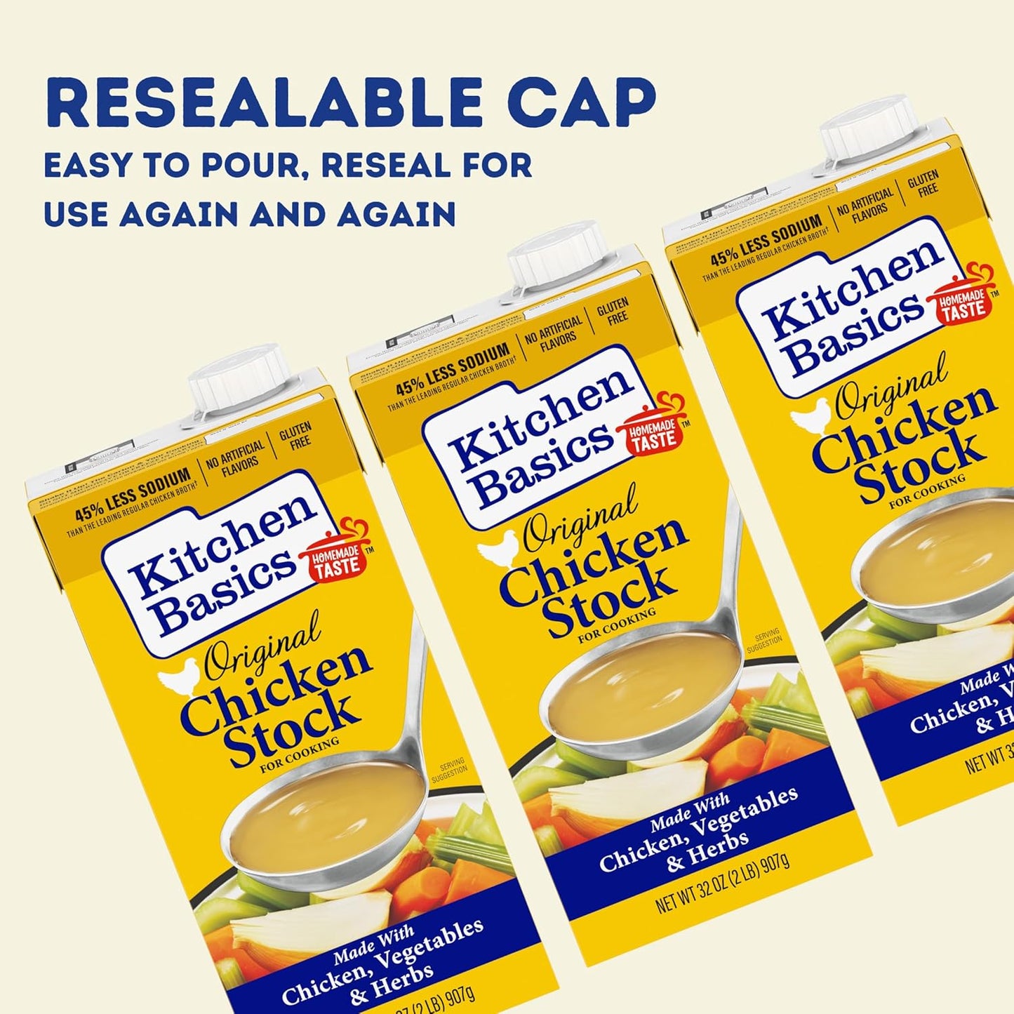 Kitchen Basics Chicken Stock - 32 oz. Carton (Pack of 12) Add Delicious Flavor to Chicken Noodle Soup, Broths and Gravy, Perfect for Stocking Up