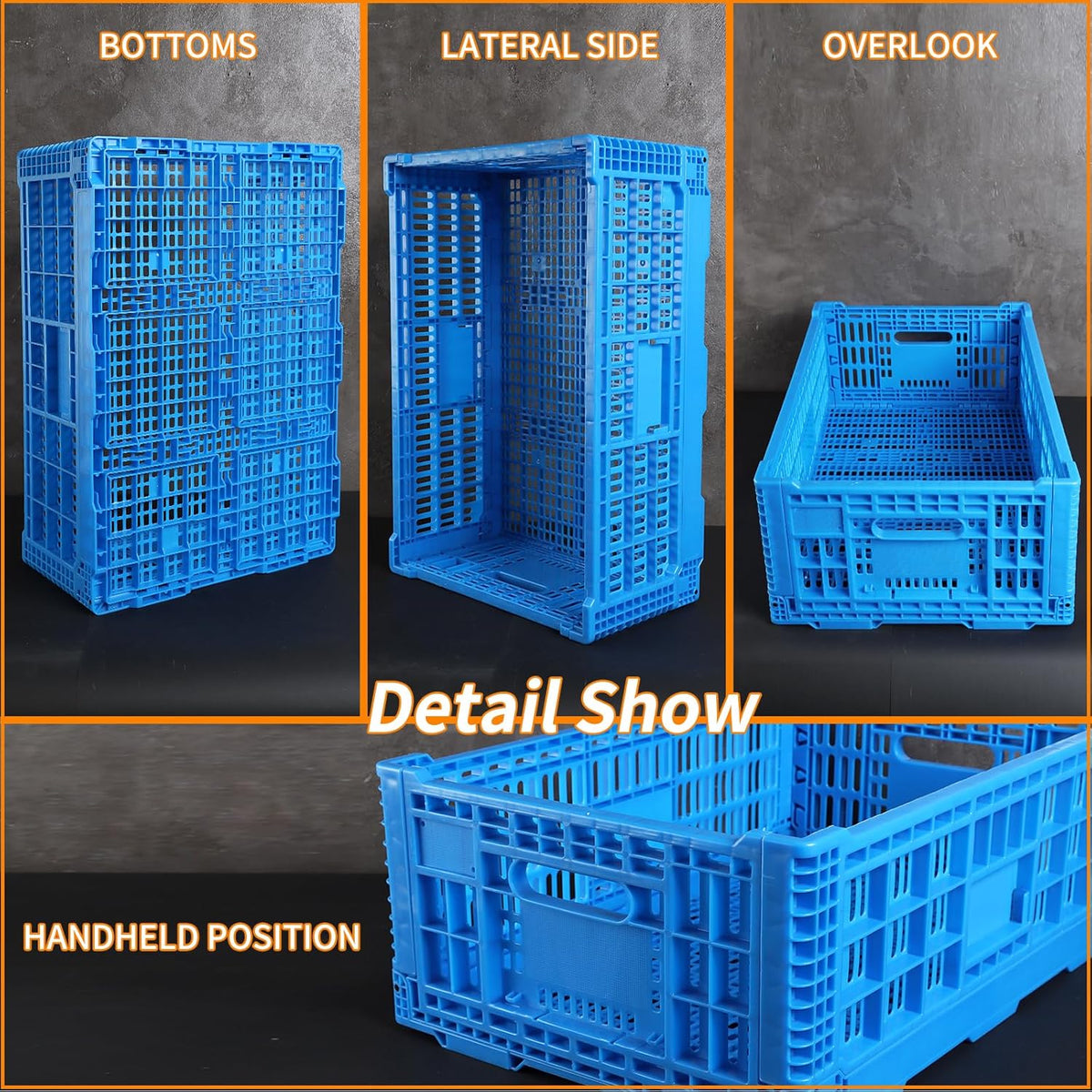 Collapsible Storage Bin Containe，52 Liter Transferheavy duty plastic storage box,blue milk crates heavy duty Transit storage of various items (2)
