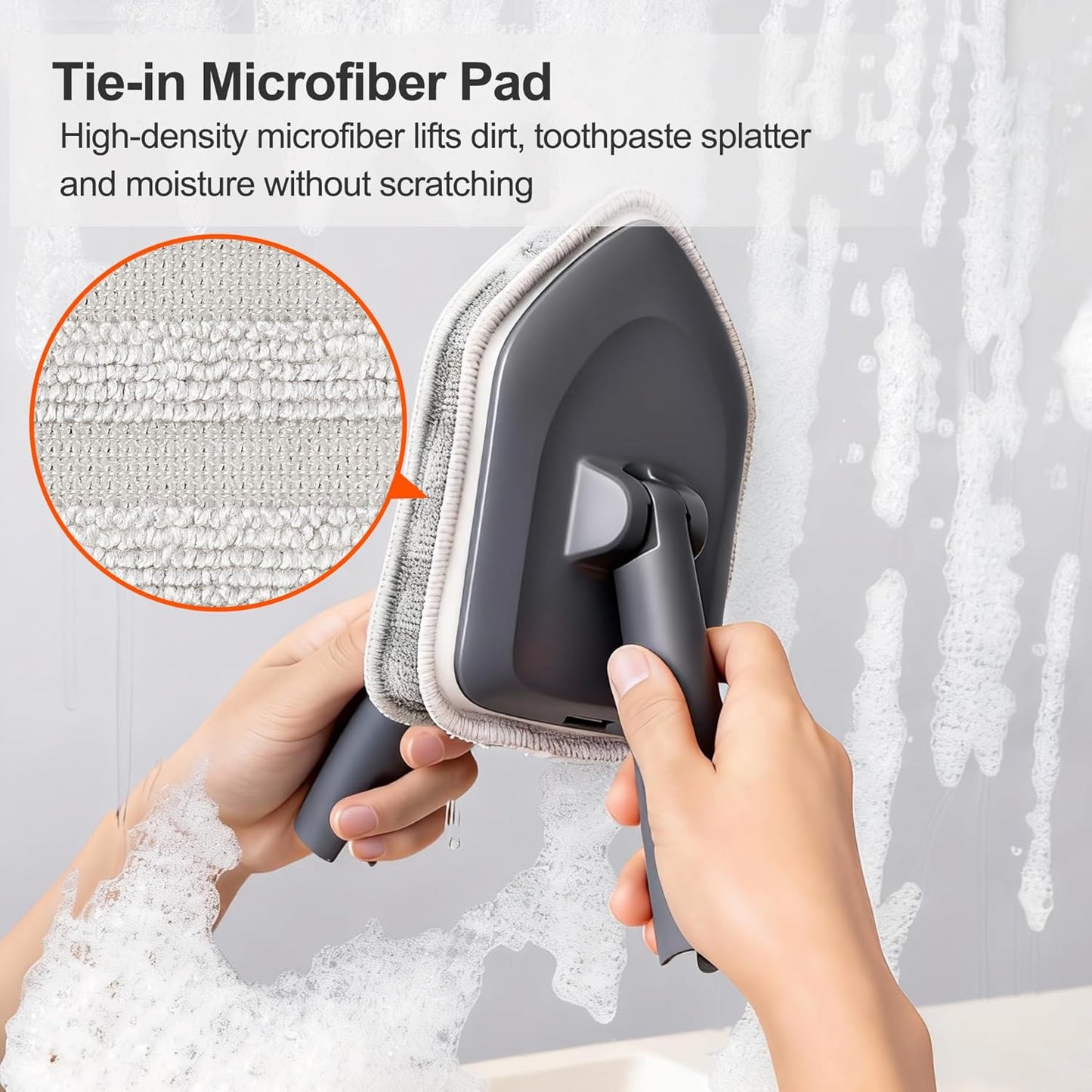 CLEANHOME Tile Tub Scrubber Brush with 3 Different Function Cleaning Heads and 56" Extendable Long Handle-No Scratch Shower Scrubber for Cleaning Bathroom Kitchen Toilet Wall,Bathtub,Sink,Grey