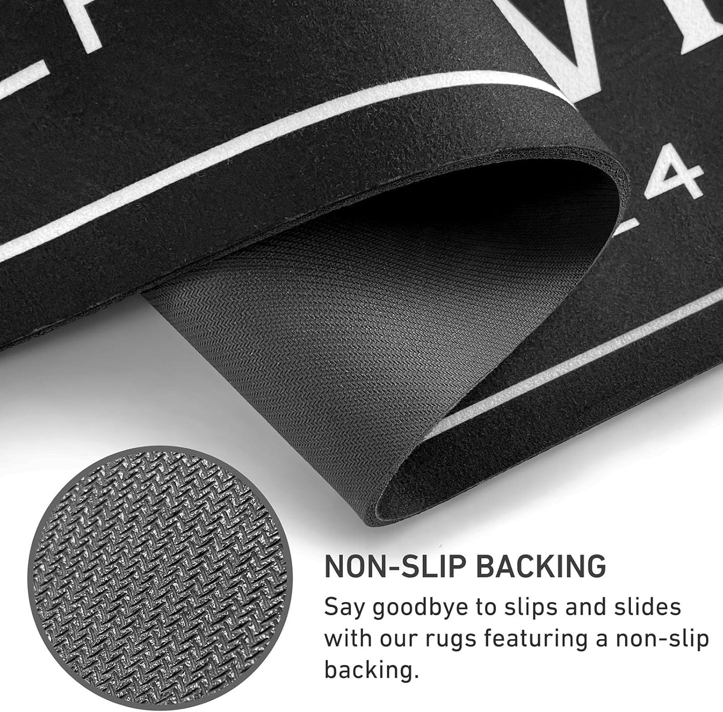 KOZYFLY Laundry Room Rug Runner 20"x48" Non Slip Kitchen Rugs Washable Laundry Room Mat Waterproof Mudroom Floor Carpet Runner Farmhouse Decor, 1.7x4ft, Solid Black, Wash and Dry