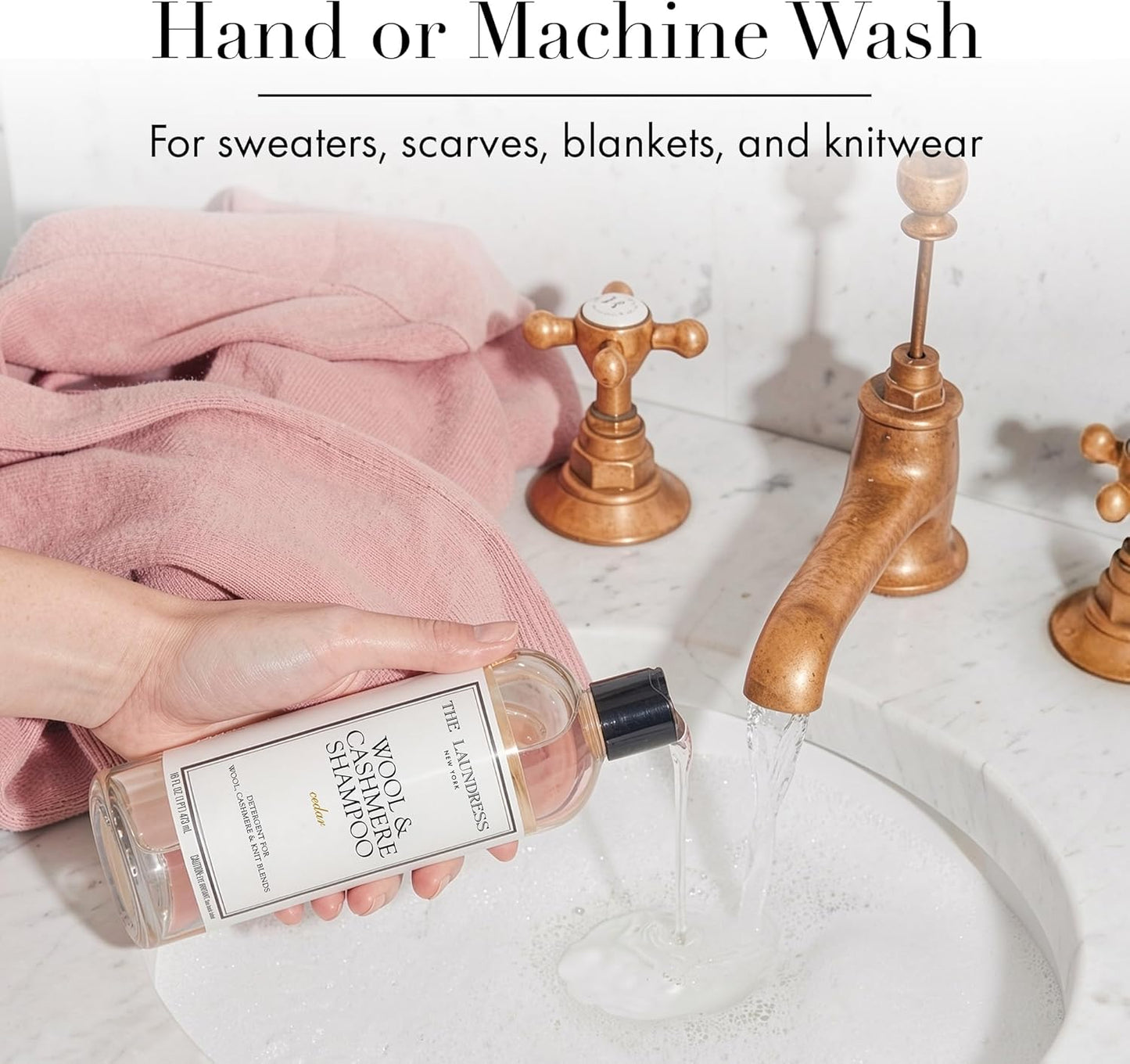 The Laundress Wool & Cashmere Shampoo, 31 Loads, Concentrated Liquid Laundry Detergent, Cedar Scent, Gentle Cold-Water Hand or Machine Wool Wash for Delicate Fabrics - Merino, Mohair & Knit Blends