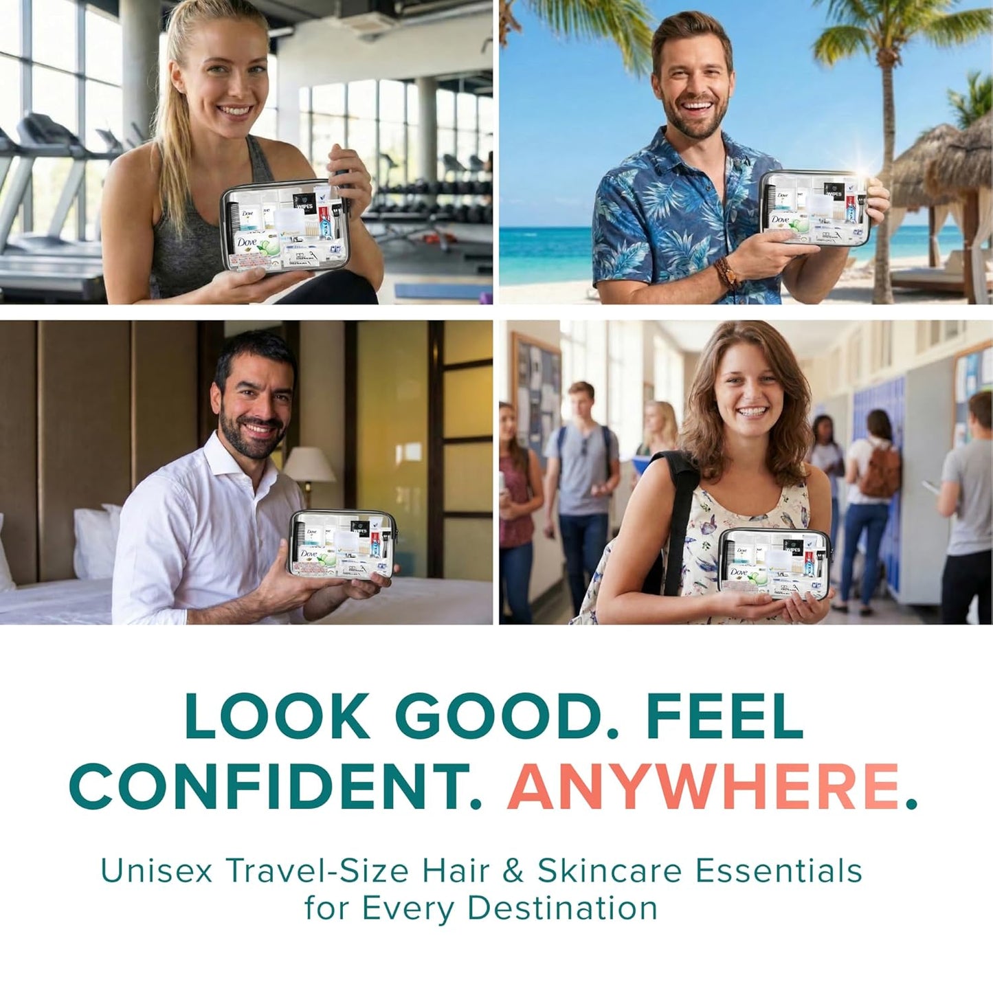 20 Piece Unisex Travel Hygiene Kit with Toiletries & Personal Care Essentials, TSA-Compliant, Individual and Bulk Packs Available