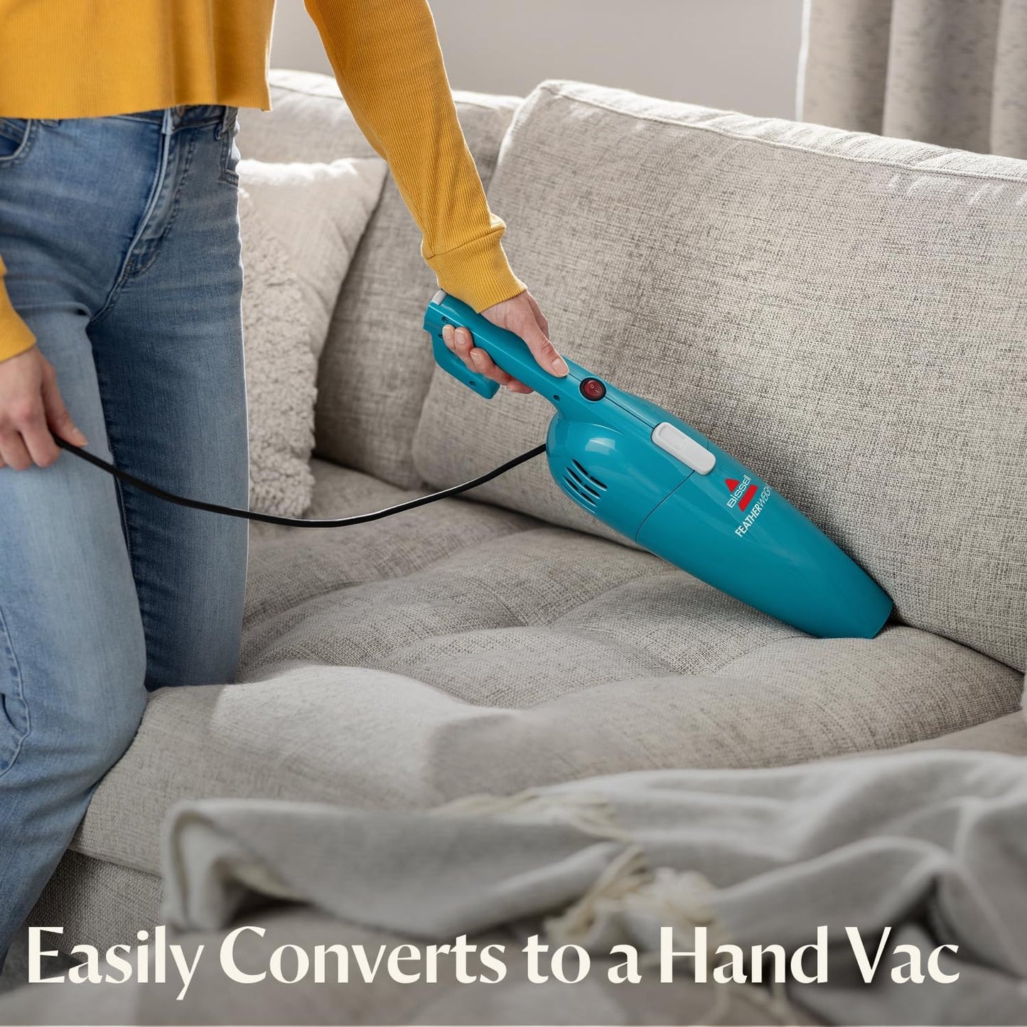 Bissell 2033 Featherweight Stick Lightweight Bagless Vacuum and Electric Broom with Crevice Tool for Hard Floors and Carpets, Blue