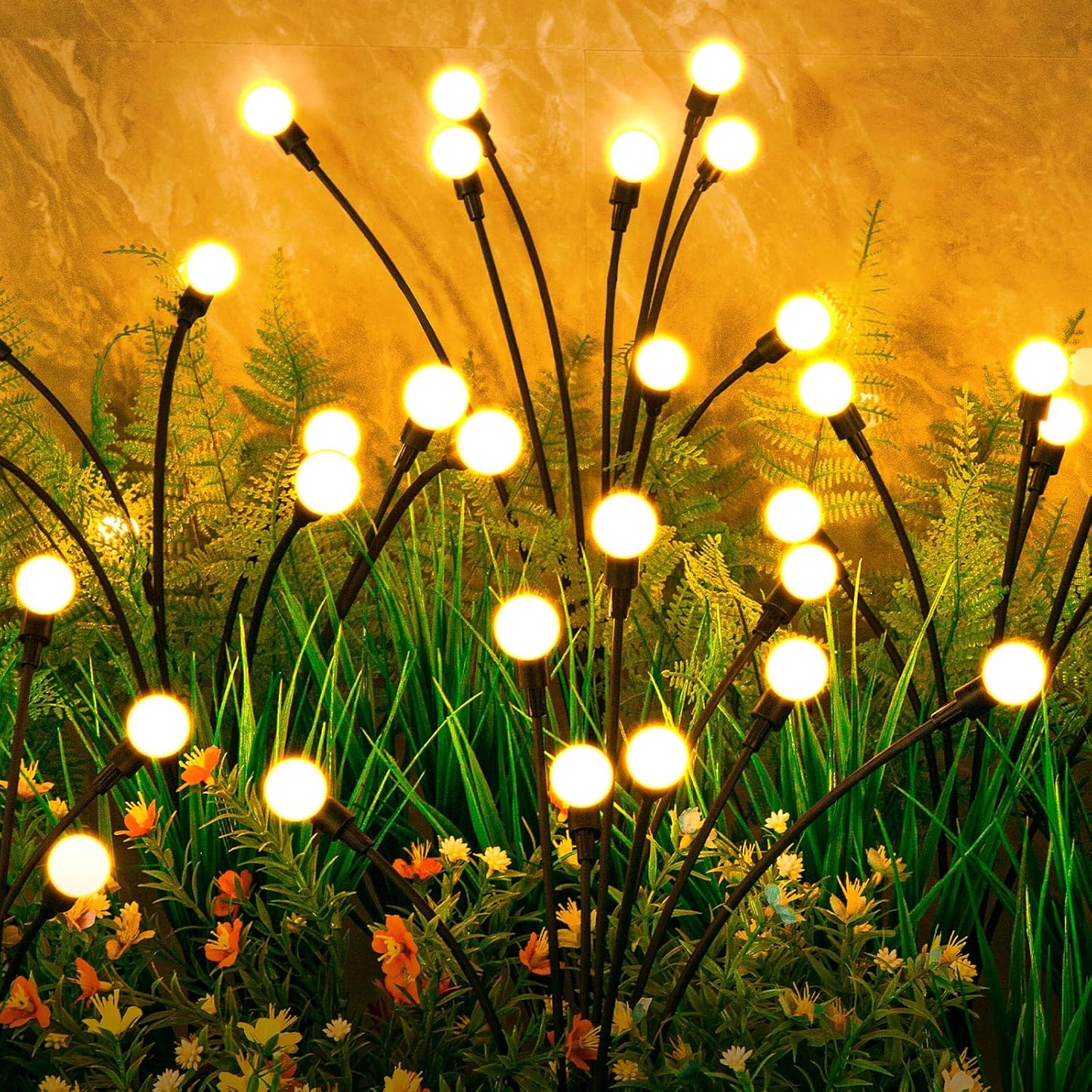 ASMAD Halloween Decorations Outdoor Solar Scary-Eyeball Lights, 4Pack 32LEDs Green Eyeball Swaying Firefly-Lights, Waterproof Solar-Path-Lights for Garden/Yard/Patio/Party Decor