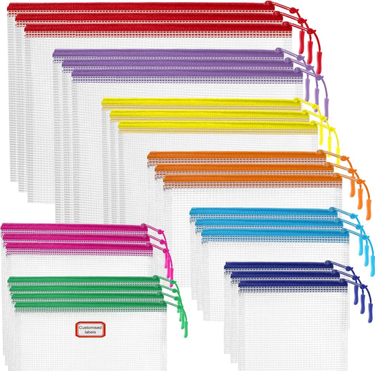 YOPCDJ 25pcs Mesh Zipper Pouch Bags for Organization,Toy Storage Bags,Clear Zipper Pouch Suitable for Travel,Classroom and Home