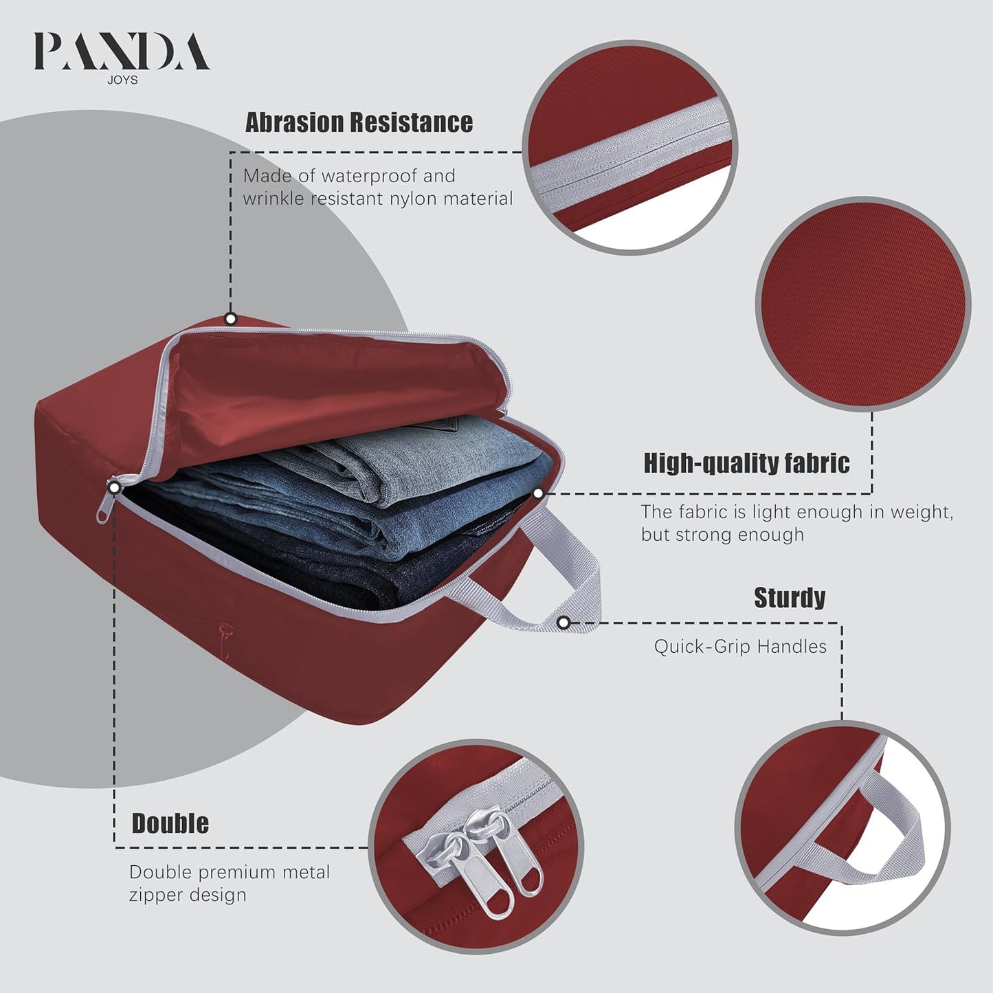 PANDA JOYS 4 Set Compression Packing Cubes Travel - Travel Accessories Expandable Packing Organizers for Carry On - Essentials Luggage Bags - Burgundy