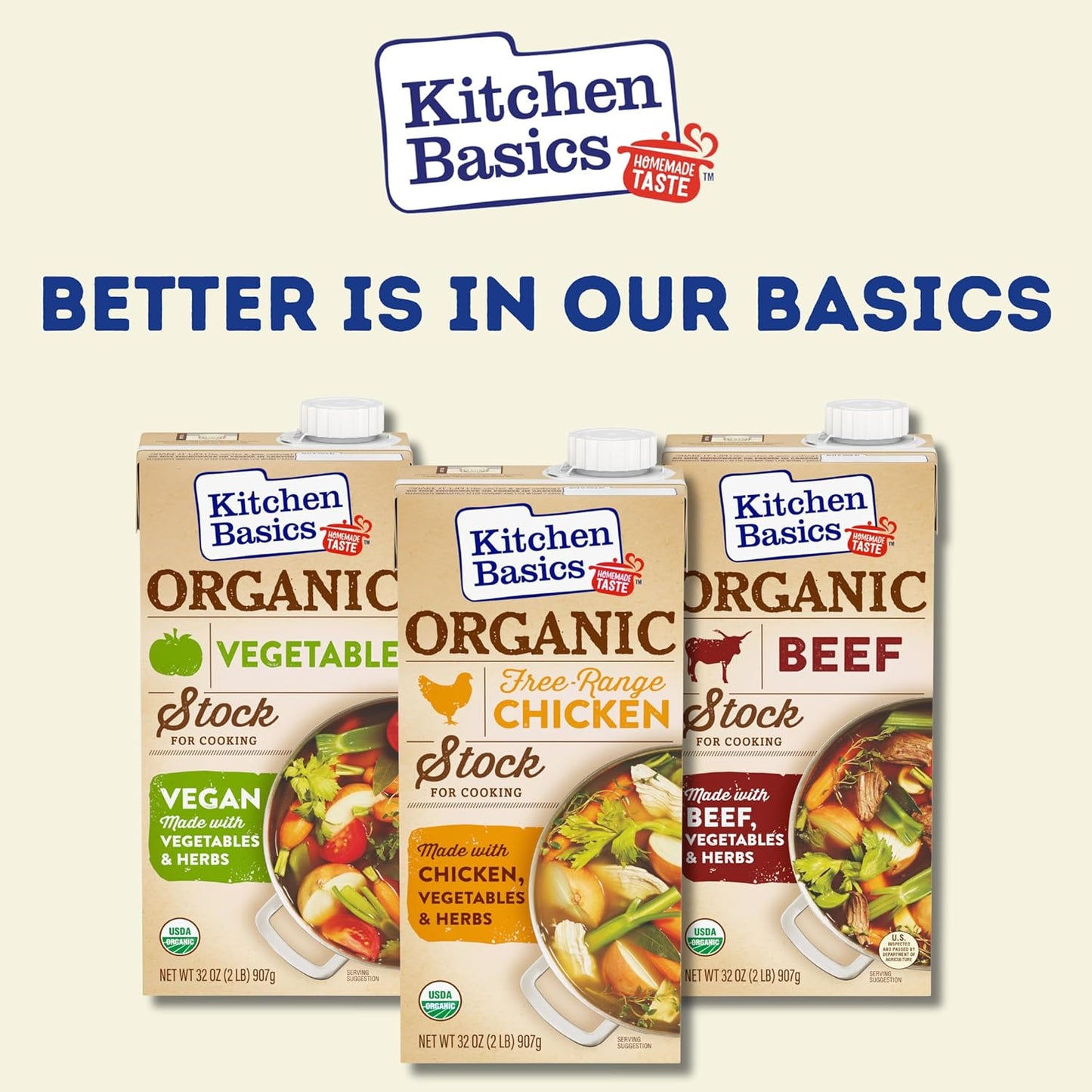 Kitchen Basics Organic Free Range Chicken Stock, 32 oz (Pack of 12) | No Artificial Flavors and Gluten Free |