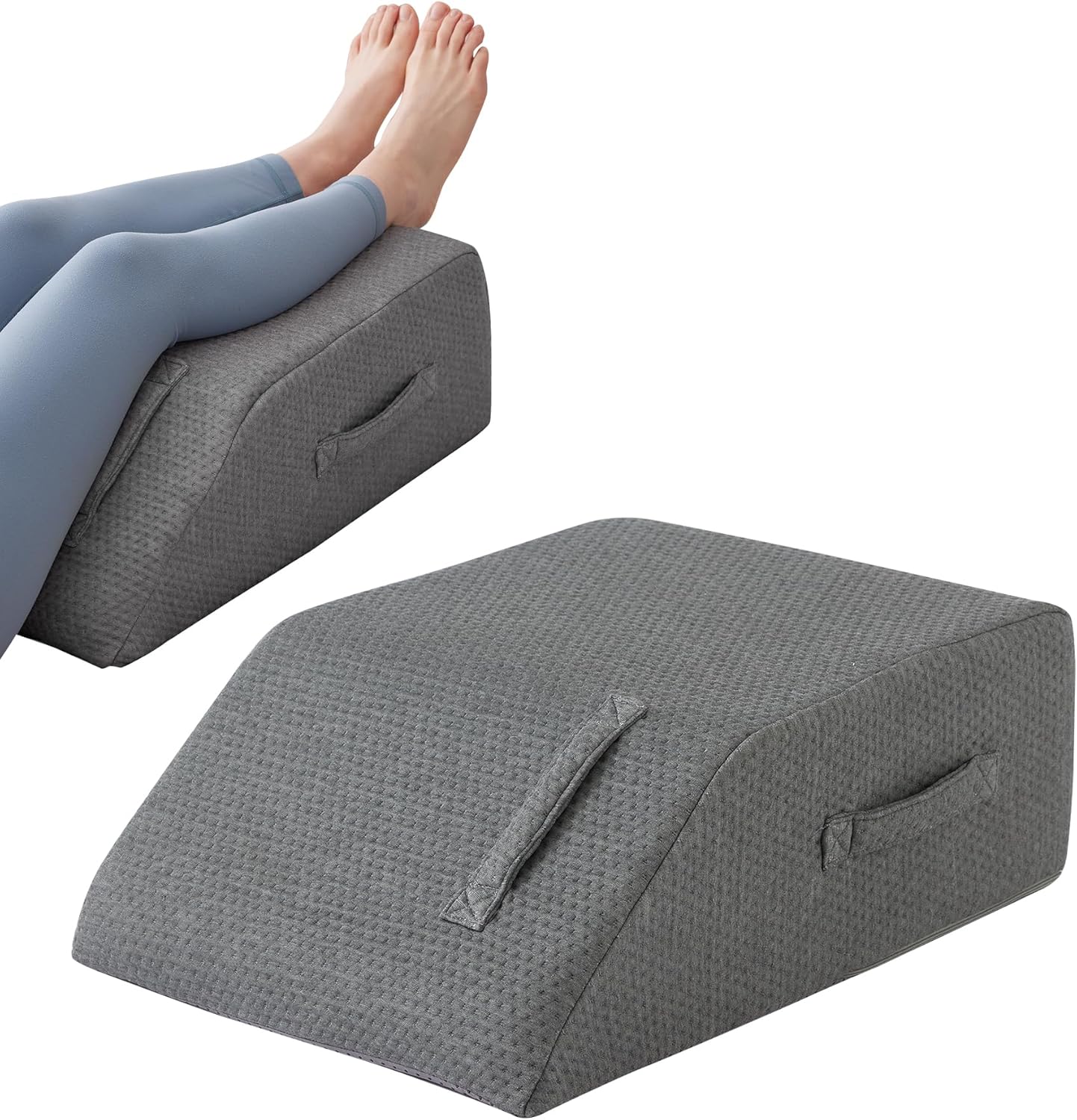 MEGCXIT Leg Pillow Elevation Blood Circulation, Leg Wedge for Elevation for Swelling, Leg Elevating Pillow for After Surgery, Memory Foam Foot Knee Pillow for Back Sleeping 23.6×16.8×8 Inch Grey