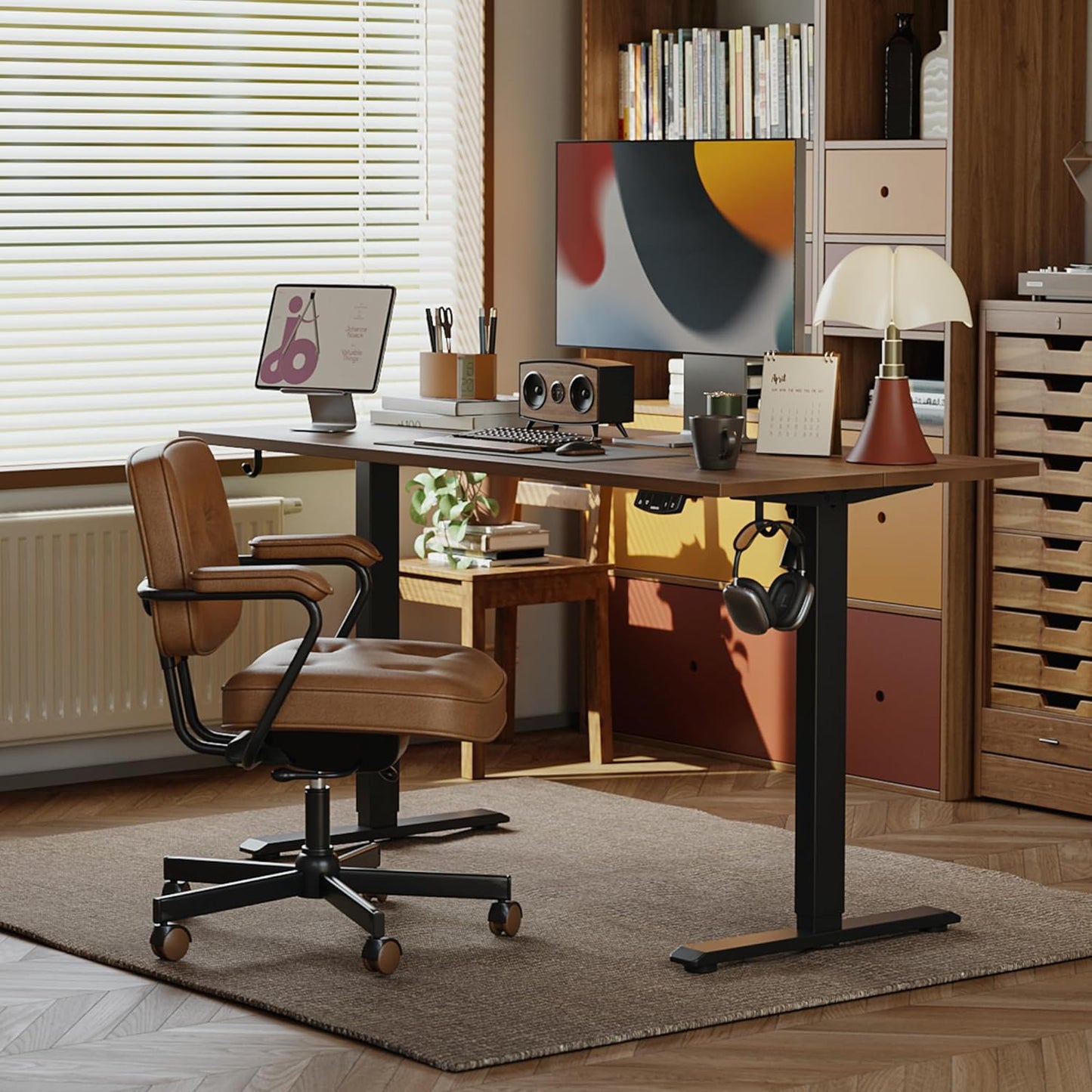 Agilestic Electric Standing Desk, 48 x 24 Inches Height Adjustable Desk, Sit Stand up for Work Office Home, Ergonomic Rising Computer Table with Memory Preset, Dark Walnut